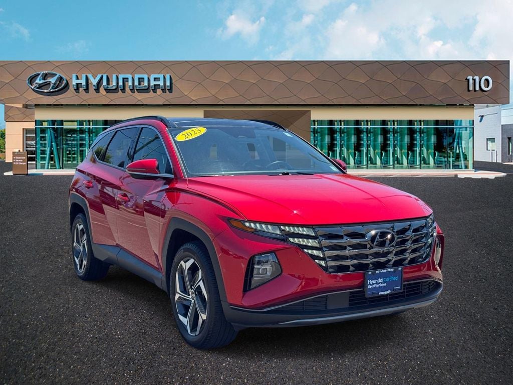 2023 Hyundai TUCSON Limited in Calypso Red — front three-quarter view