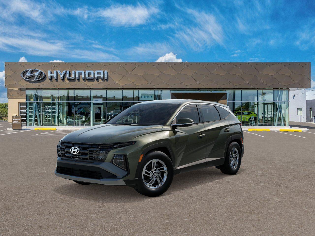 2026 Hyundai TUCSON SE AWD in Rockwood Green — front three-quarter view