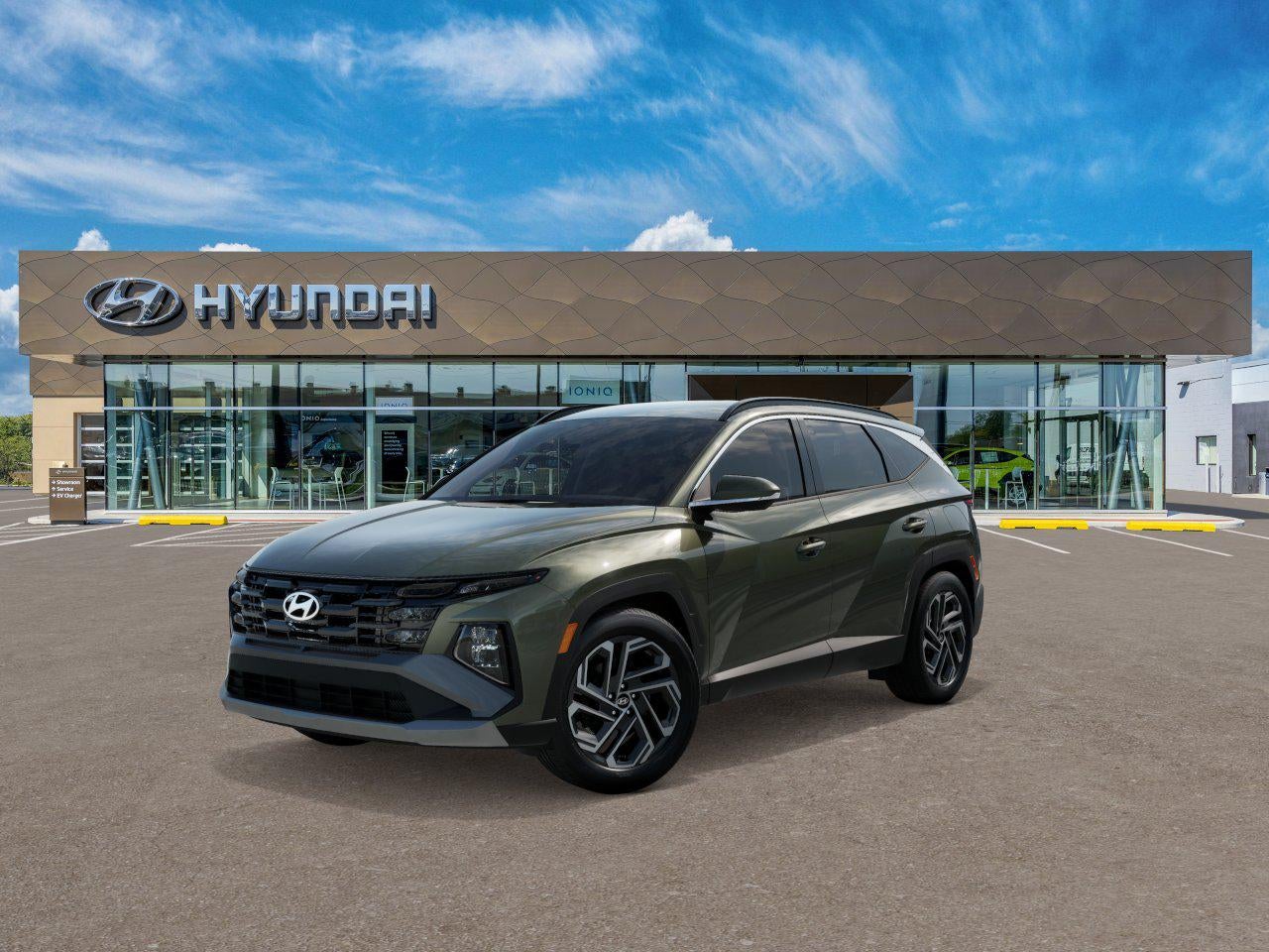 2026 Hyundai TUCSON SEL Plus AWD in Rockwood Green — front three-quarter view